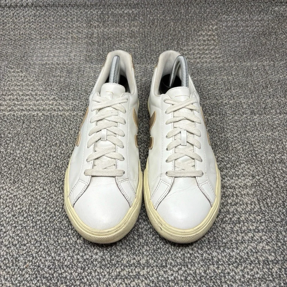 Veja Esplar Leather Sneakers White Rose Gold V Logo Women's US 8 EU 39 Shoes